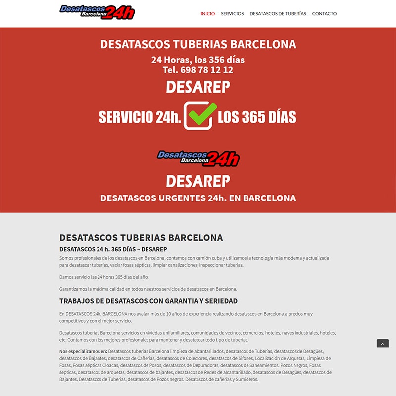 desatascos 24 hs. Diseño web en Barcelona